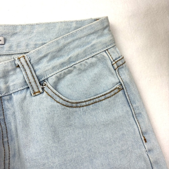 Adika Two-Tone Blue/White Slice High Waisted “mom” Ankle Women's Jeans (Size L) - Picture 6 of 14